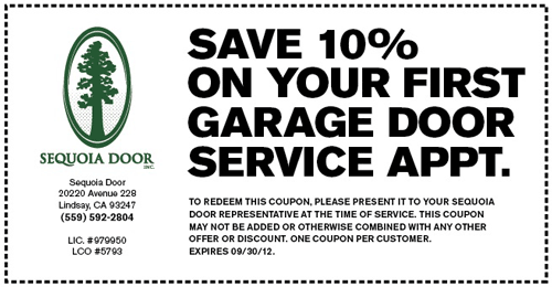 save 10 percent coupon on first garage door service appointment